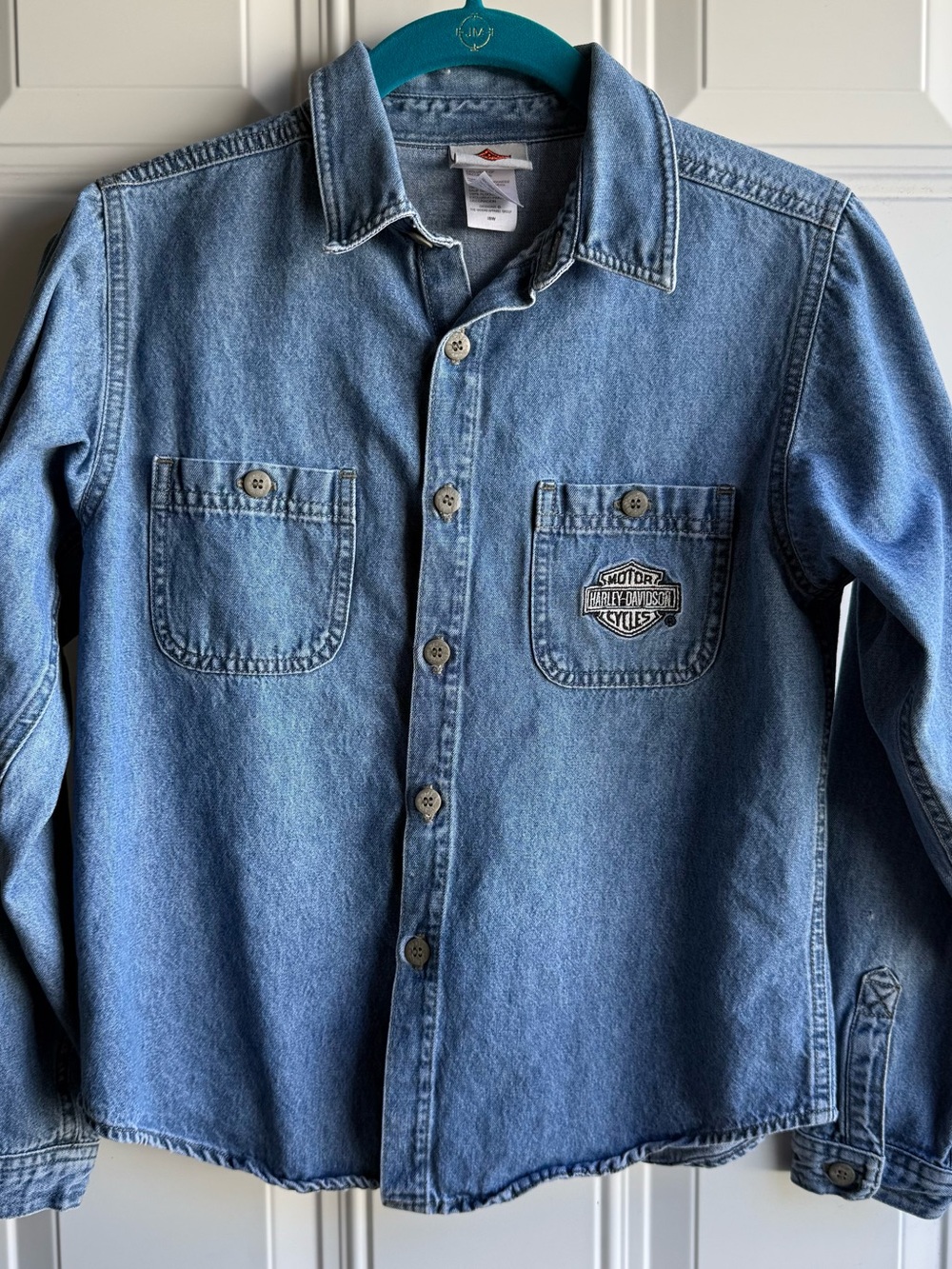 Vintage Harley-Davidson Denim Button-Down Shirt Size Medium